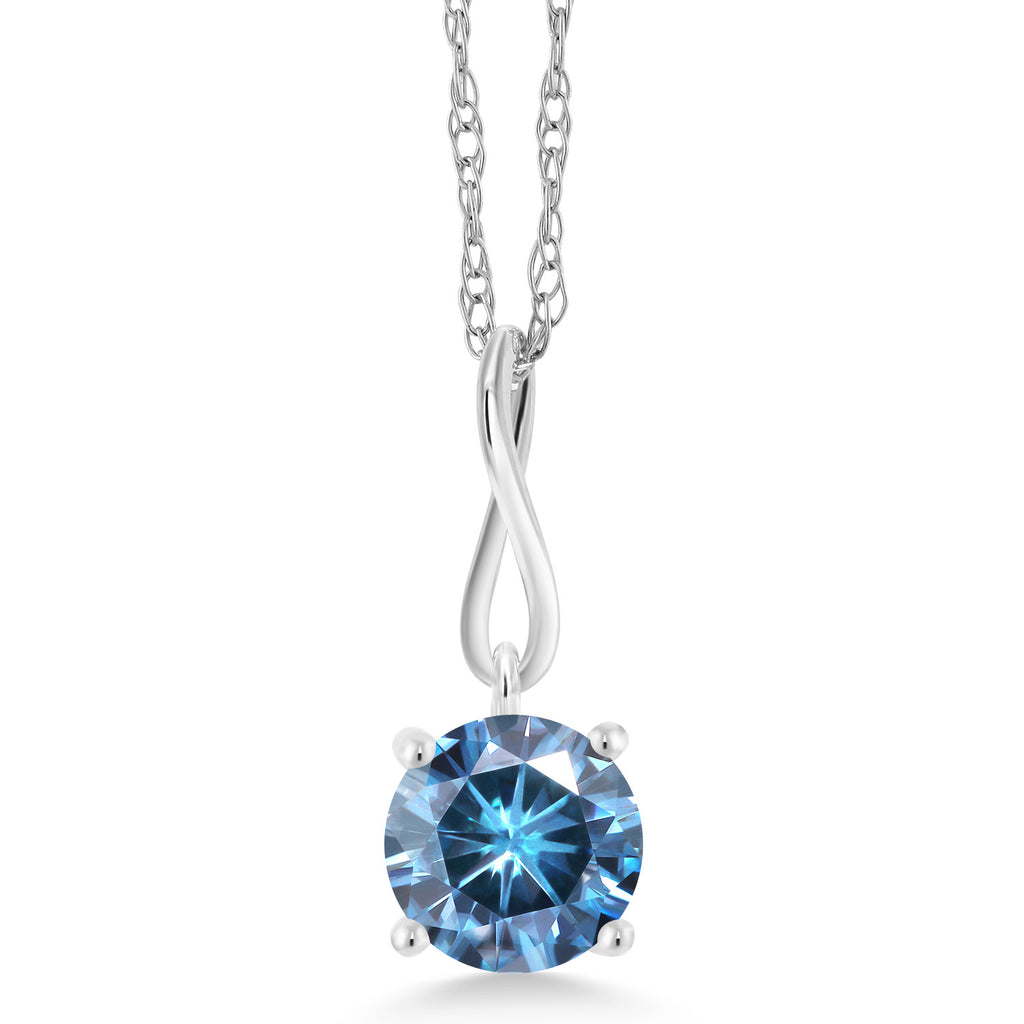 Persian Blue Moissanite_Pendant in 10K White Gold