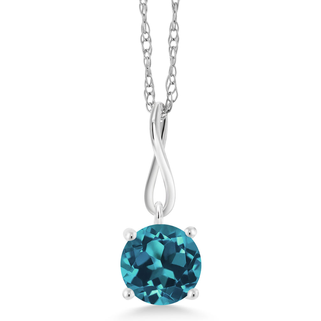 London Blue Topaz_Pendant in 10K White Gold