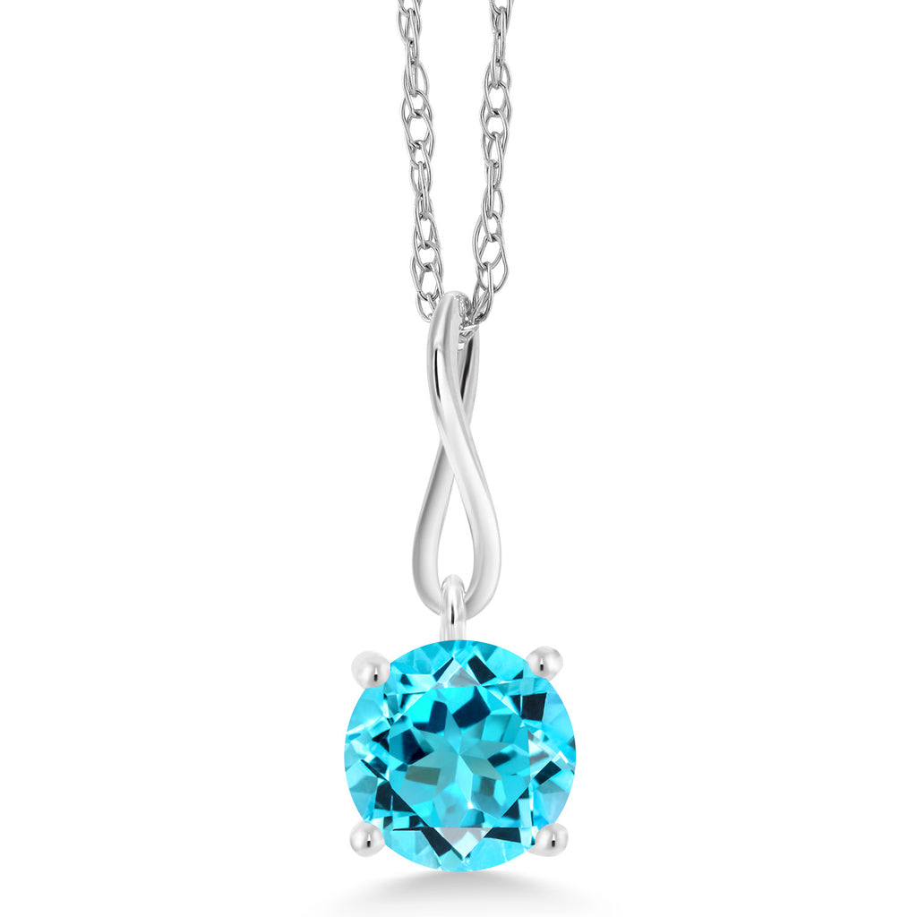 Swiss Blue Topaz_Pendant in 10K White Gold