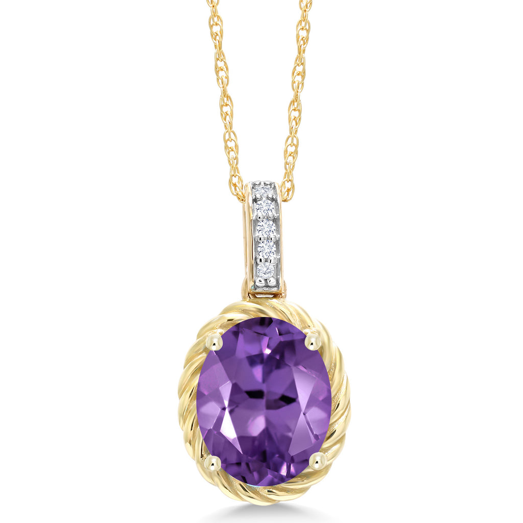 Amethyst - February_Pendant in 10K Yellow Gold