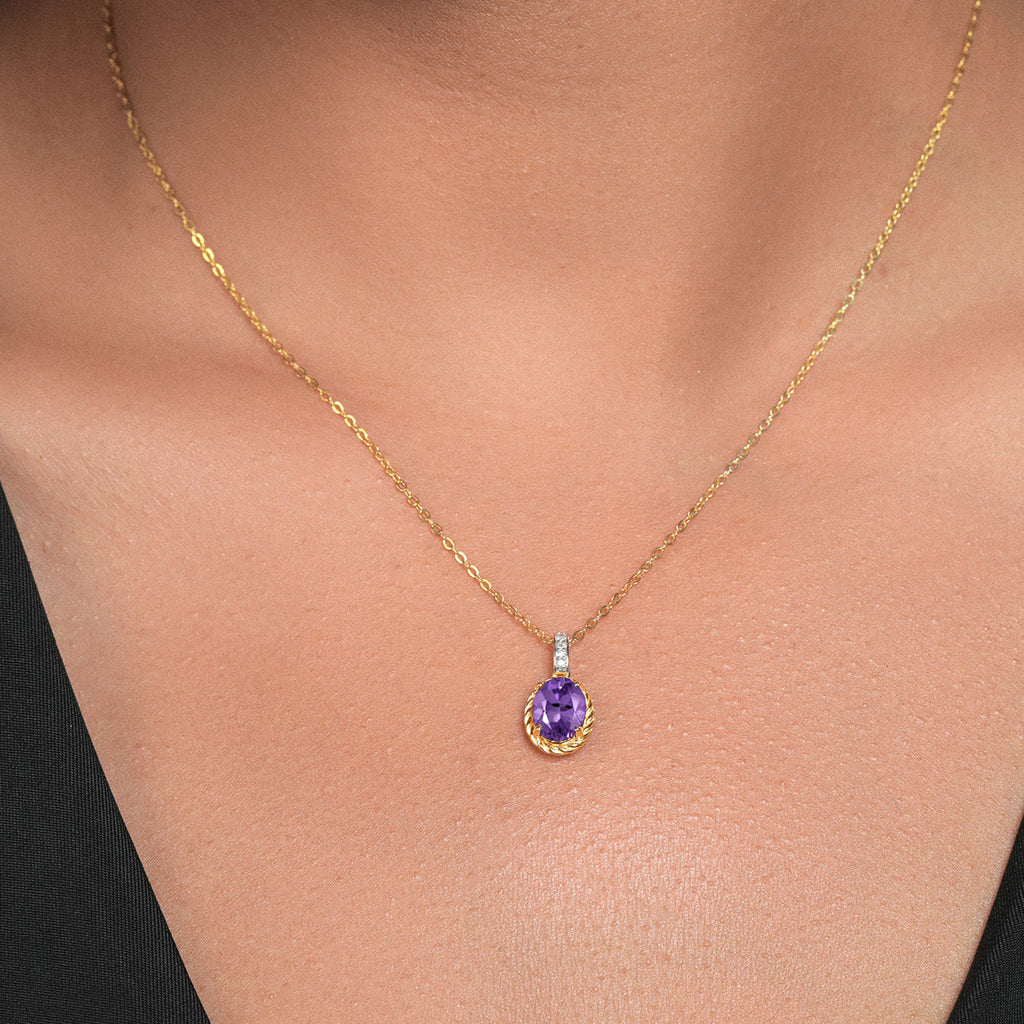 Amethyst - February_Pendant in 10K Yellow Gold