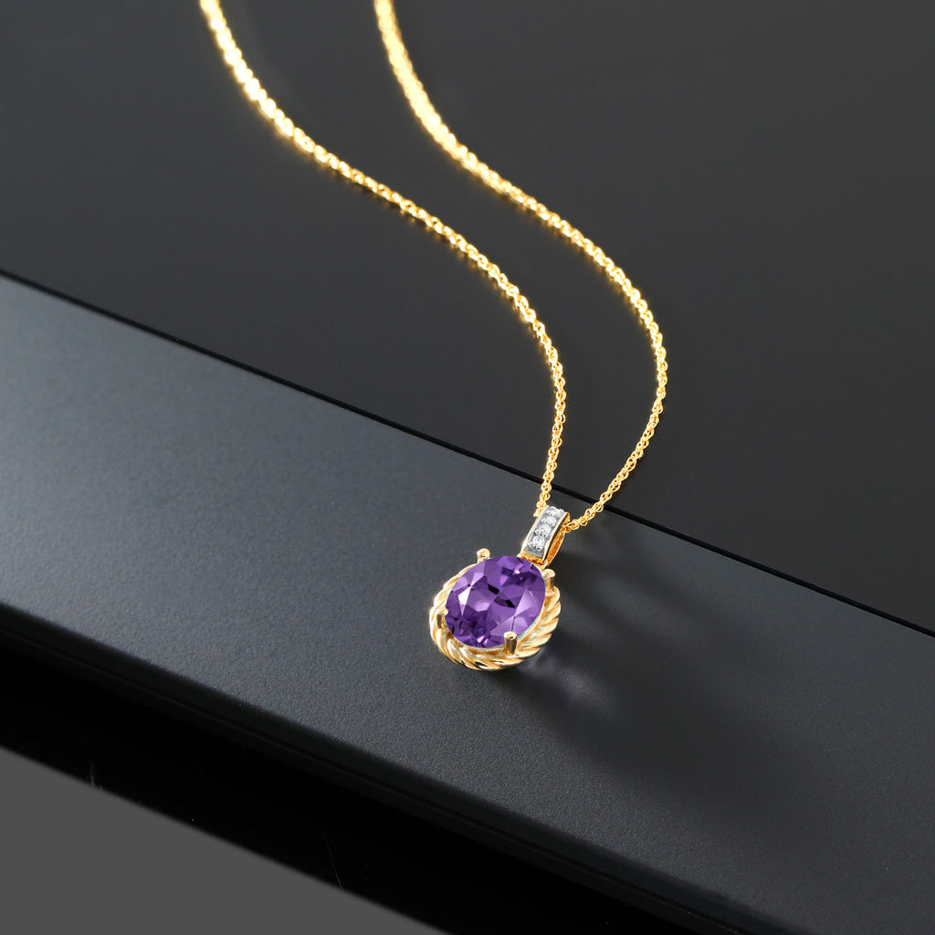 Amethyst - February_Pendant in 10K Yellow Gold