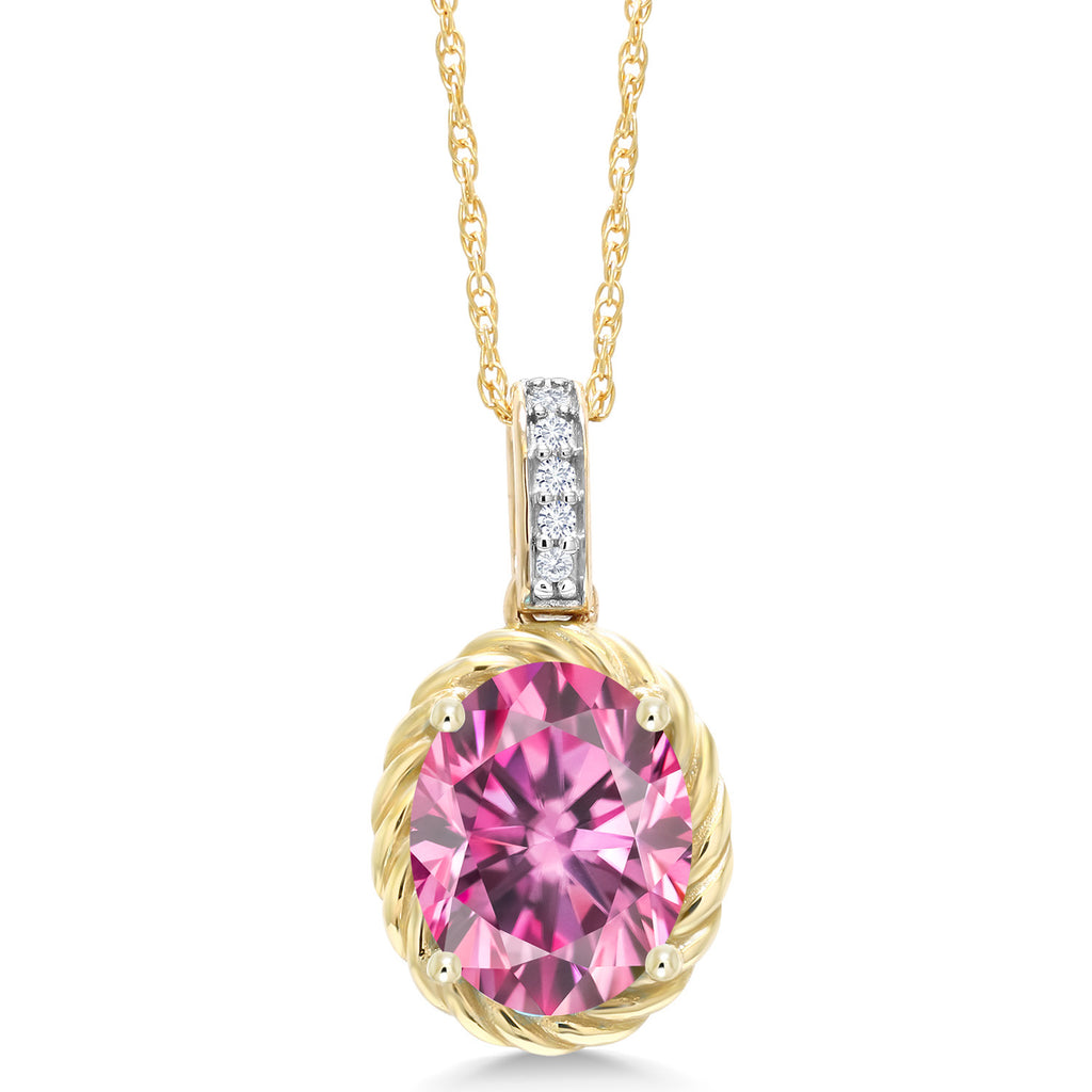 Pink Moissanite - April_Pendant in 10K Yellow Gold