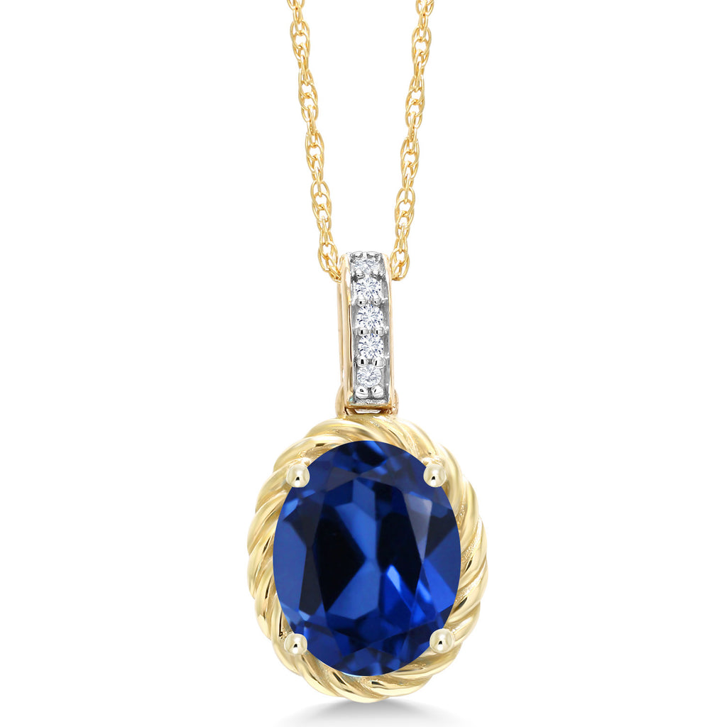 Created Sapphire - September_Pendant in 10K Yellow Gold
