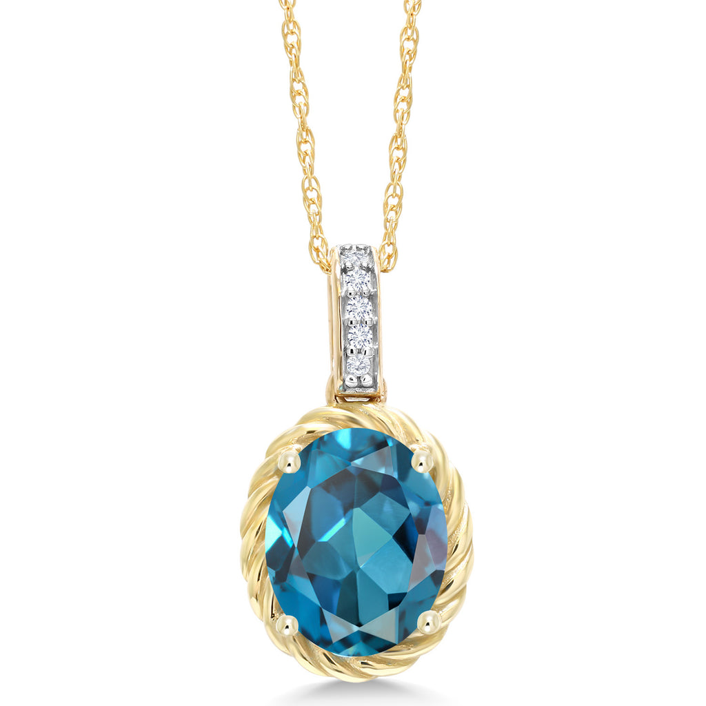London Blue Topaz - November_Pendant in 10K Yellow Gold