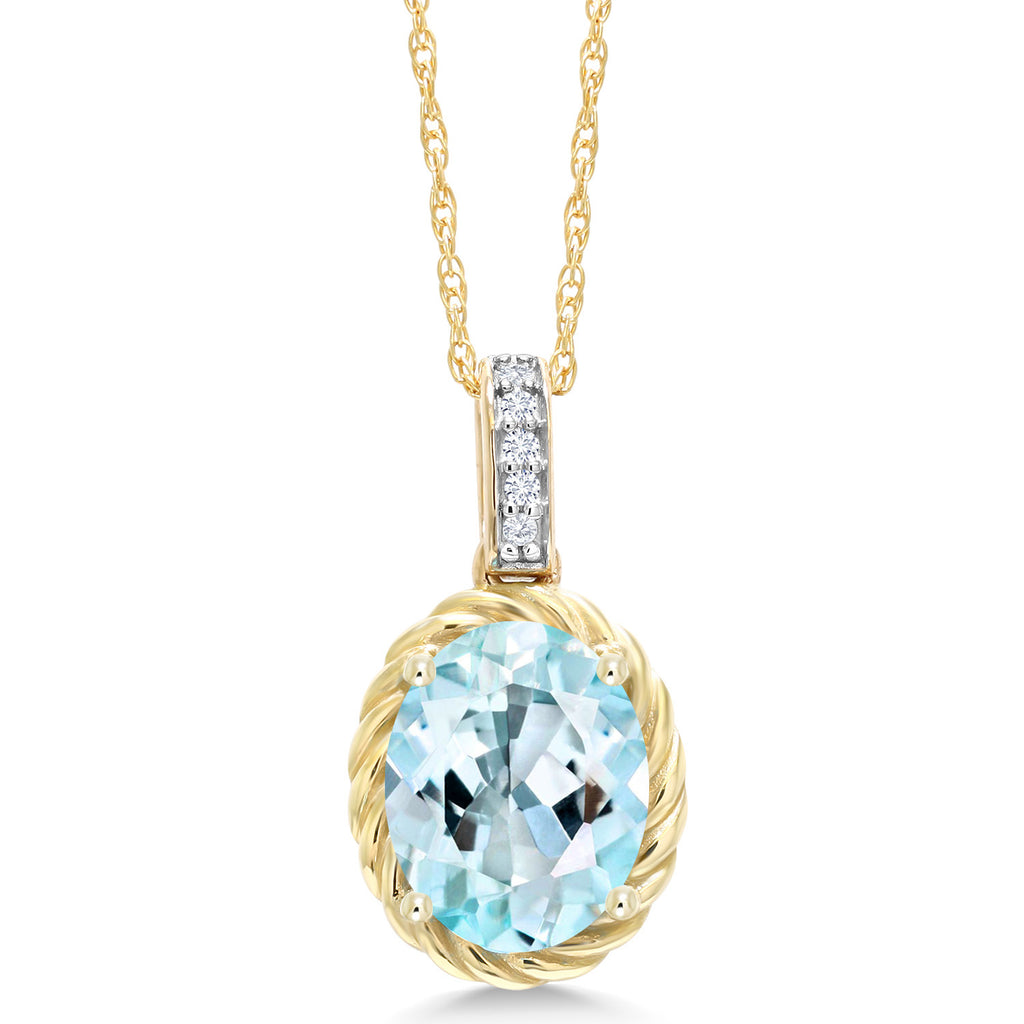 Sky Blue Topaz - November_Pendant in 10K Yellow Gold