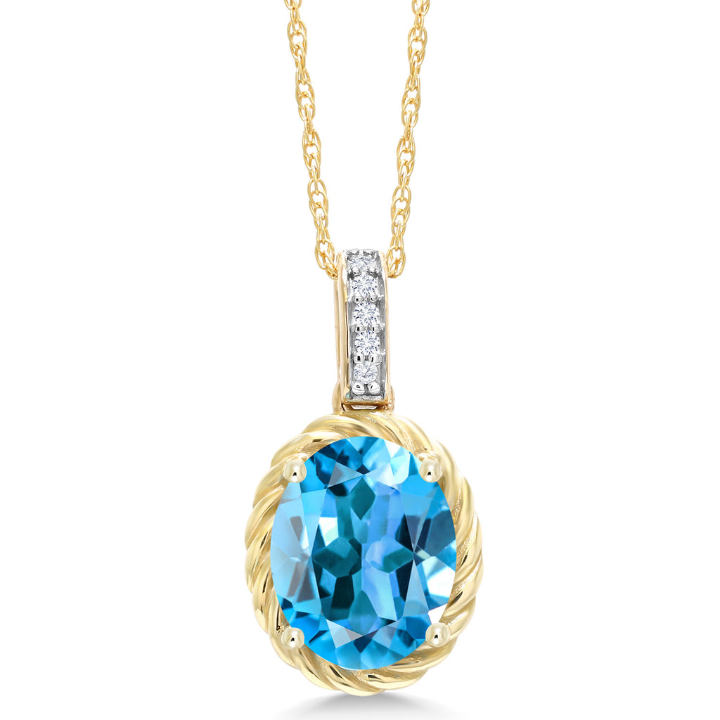 Swiss Blue Topaz - November_Pendant in 10K Yellow Gold