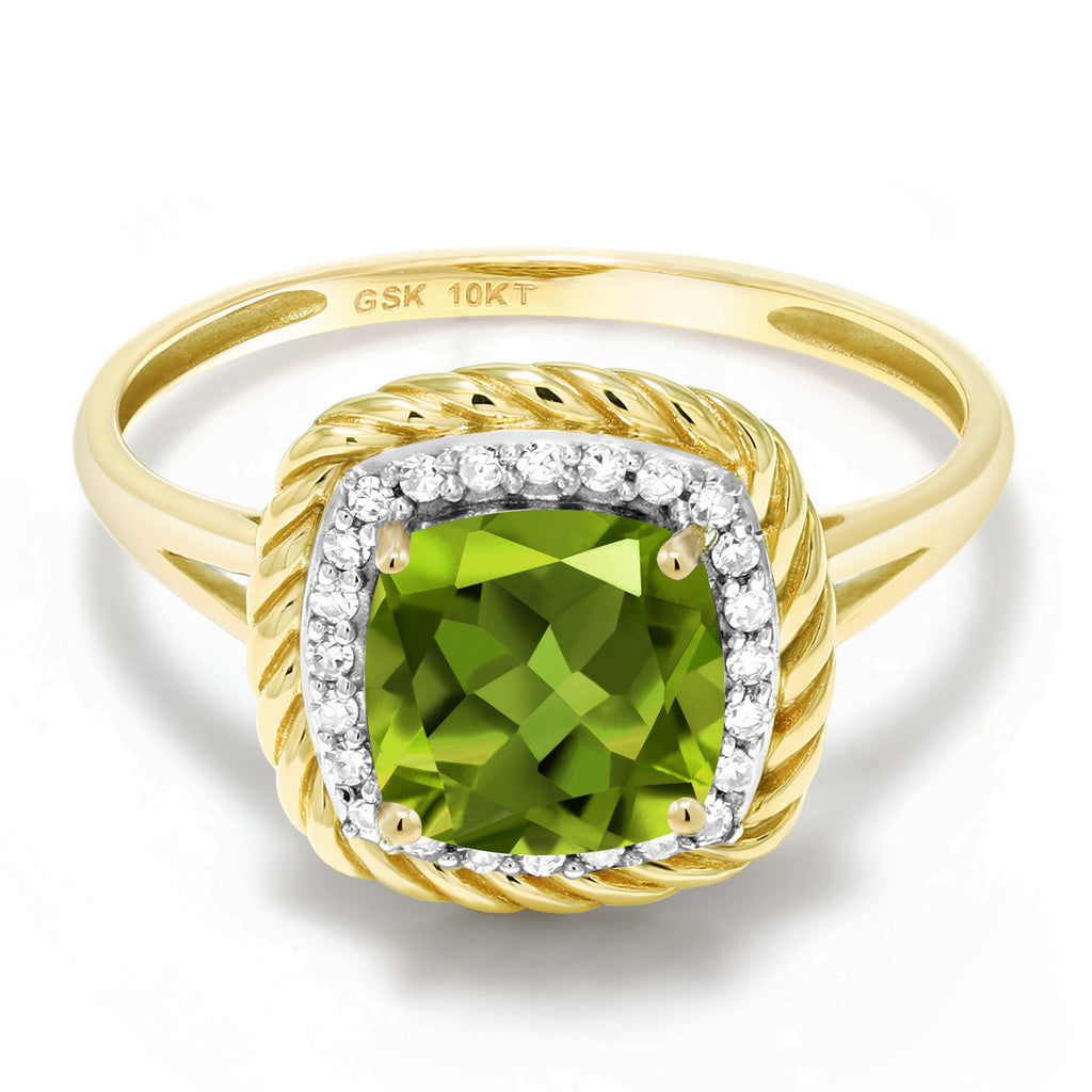 Peridot and Diamond_Ring in 10K Yellow Gold