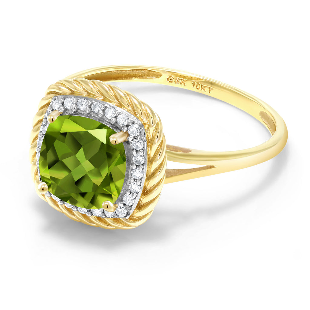 Peridot and Diamond_Ring in 10K Yellow Gold