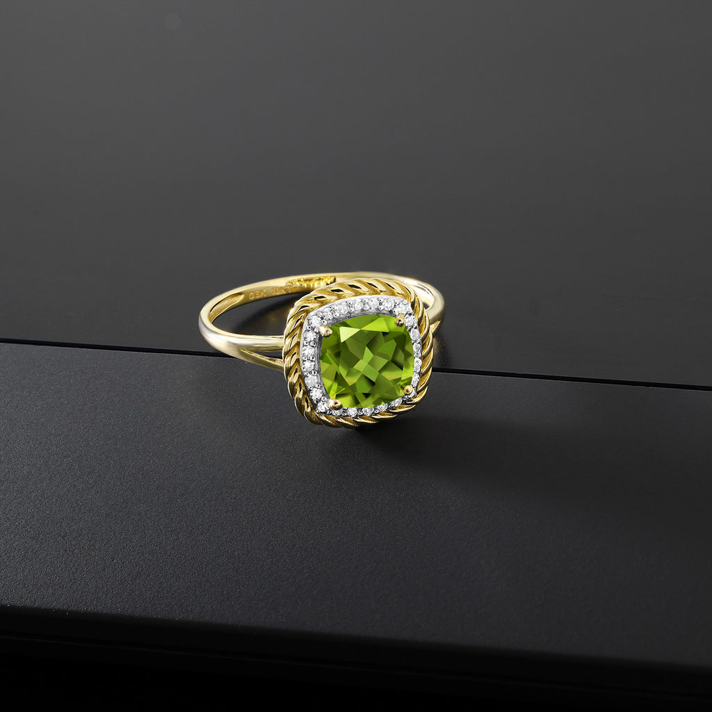 Peridot and Diamond_Ring in 10K Yellow Gold
