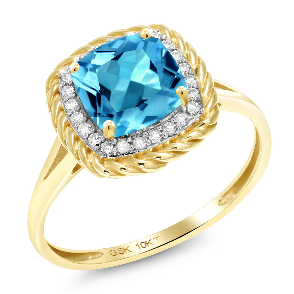 Swiss Blue Topaz - November_6_Ring in 10K Yellow Gold