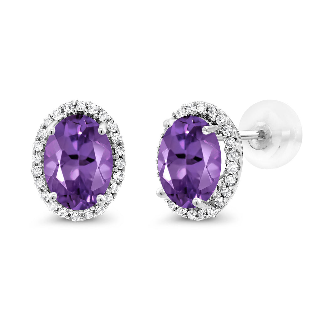 Amethyst - February_Earrings in 10K White Gold