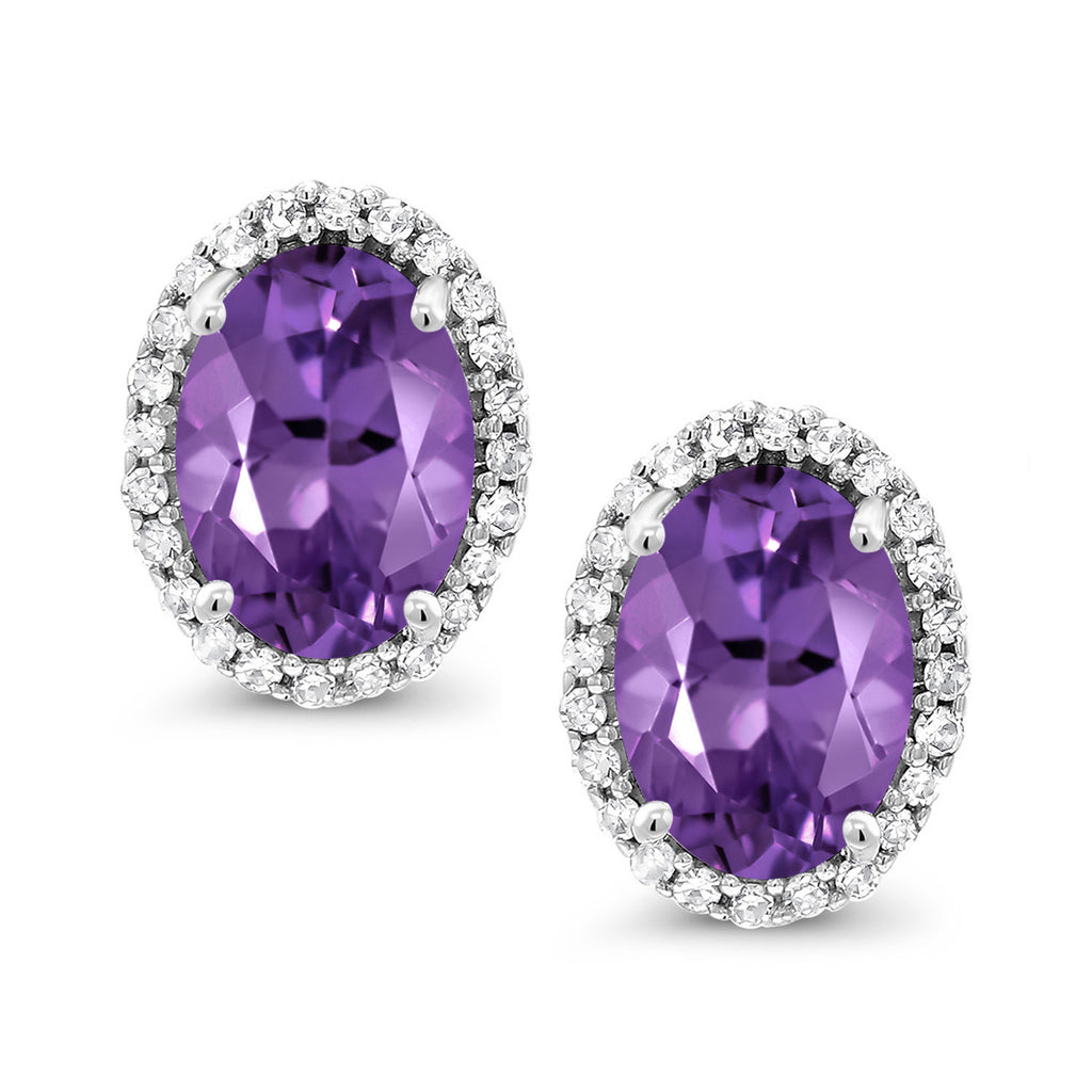 Amethyst - February_Earrings in 10K White Gold