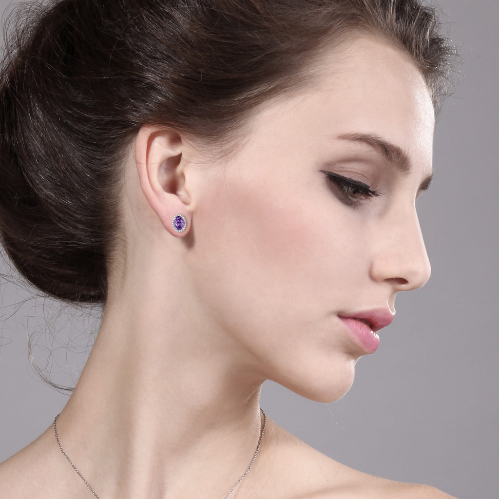 Amethyst - February_Earrings in 10K White Gold