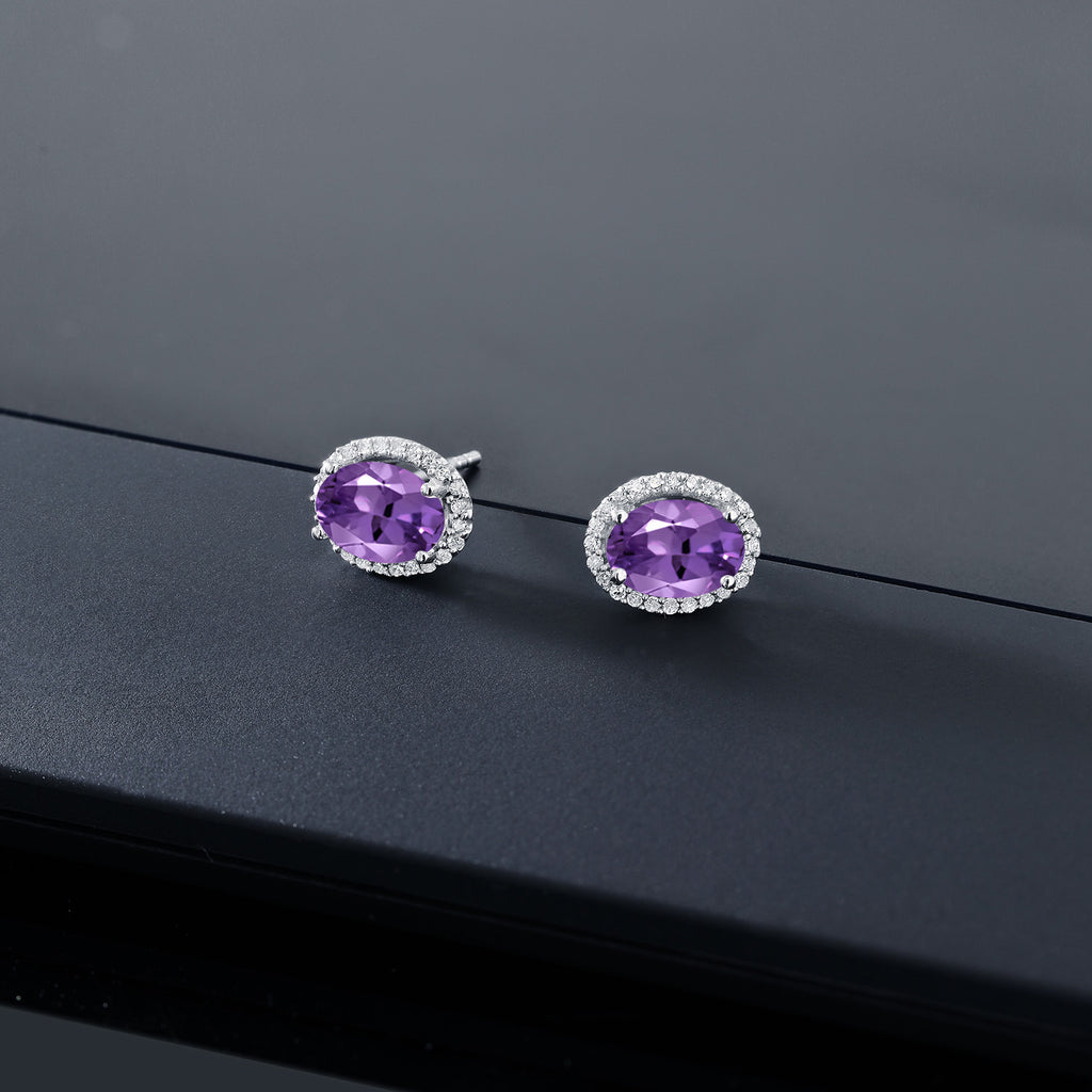 Amethyst - February_Earrings in 10K White Gold