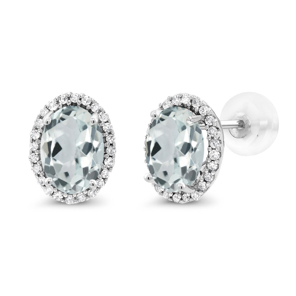 Aquamarine - March_Earrings in 10K White Gold