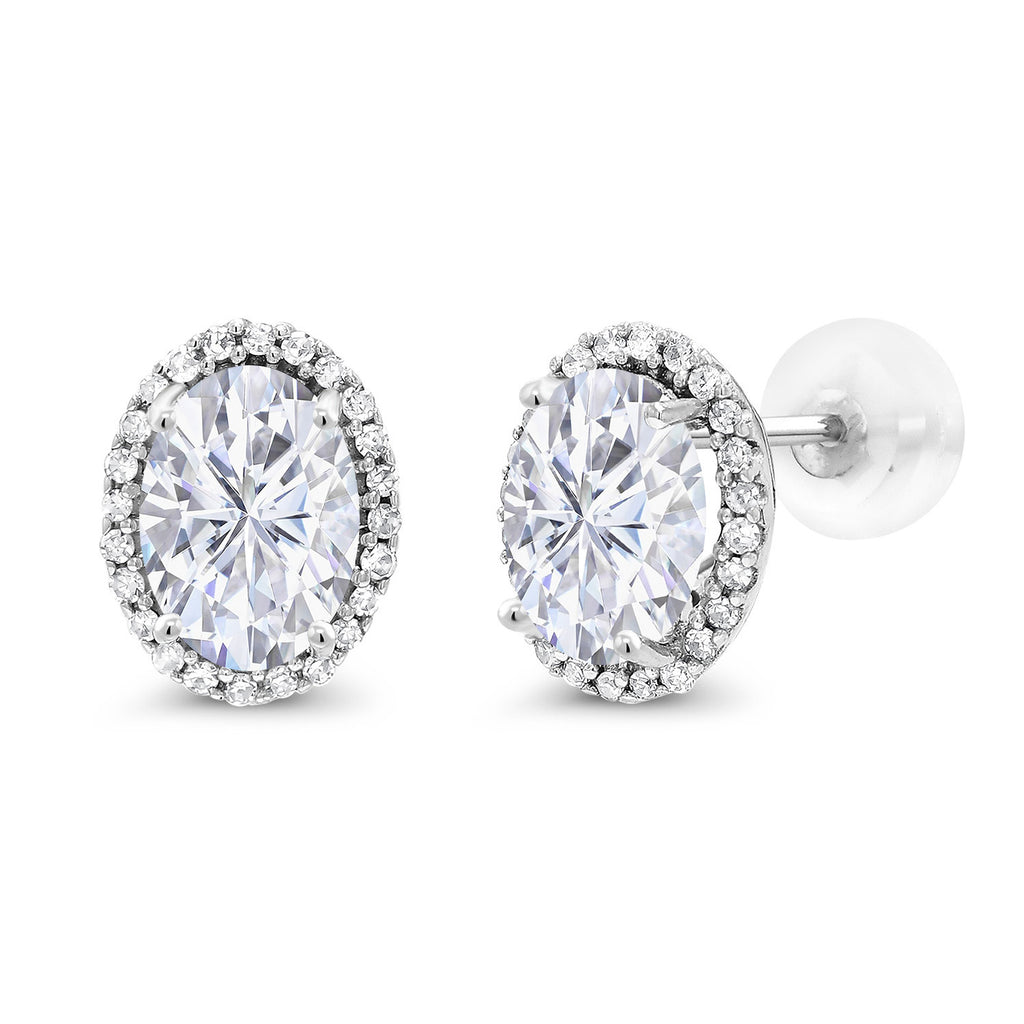 White Moissanite - April_Earrings in 10K White Gold