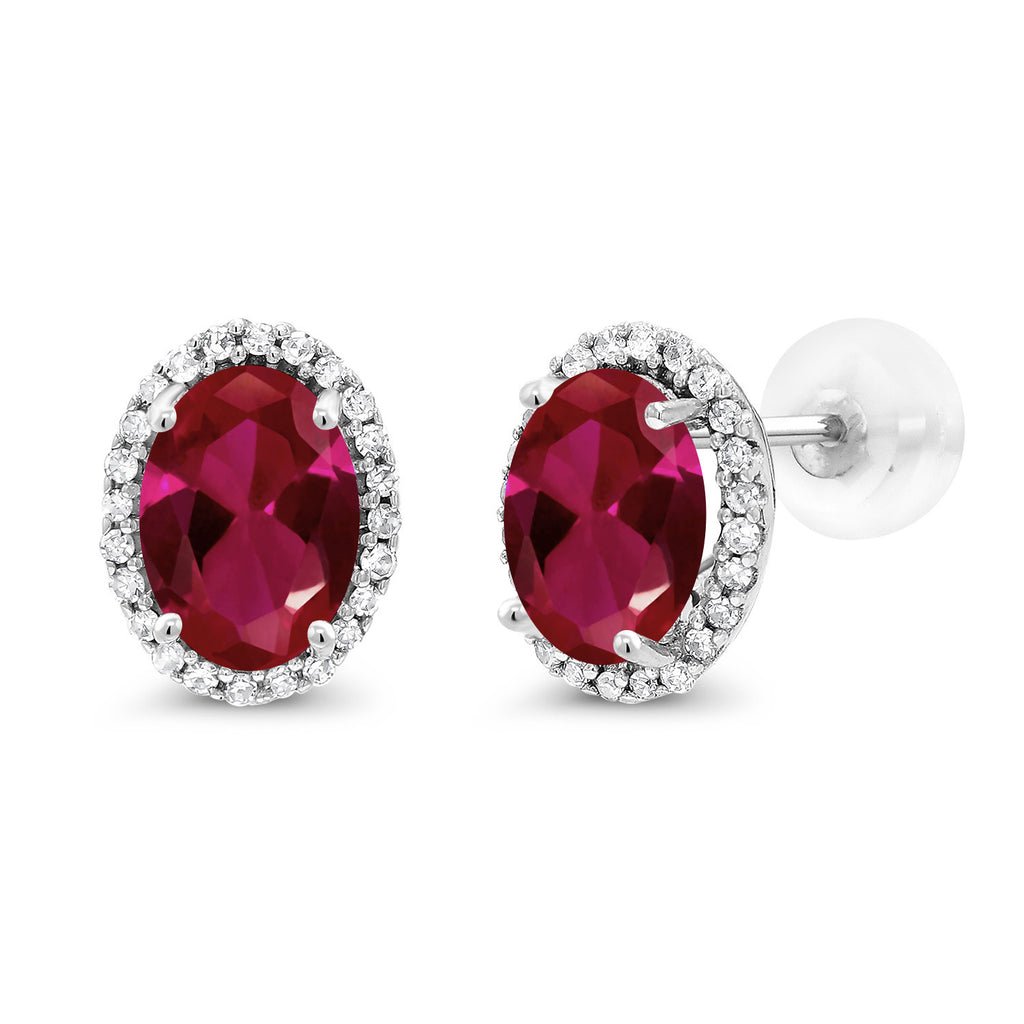 Created Ruby - July_Earrings in 10K White Gold