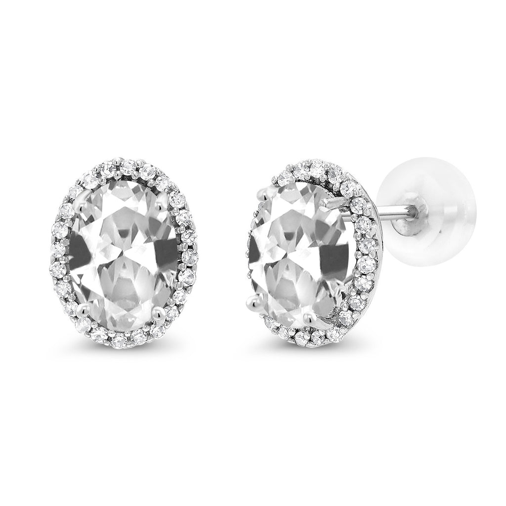 White Created Sapphire - September_Earrings in 10K White Gold
