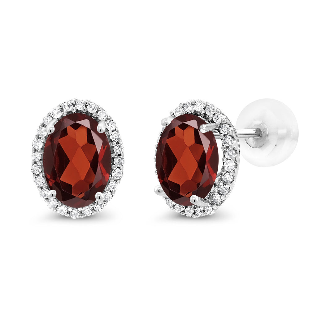 Garnet - January_Earrings in 10K White Gold