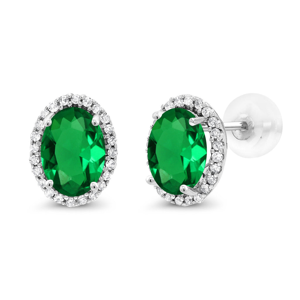 Nano Emerald - May_Earrings in 10K White Gold