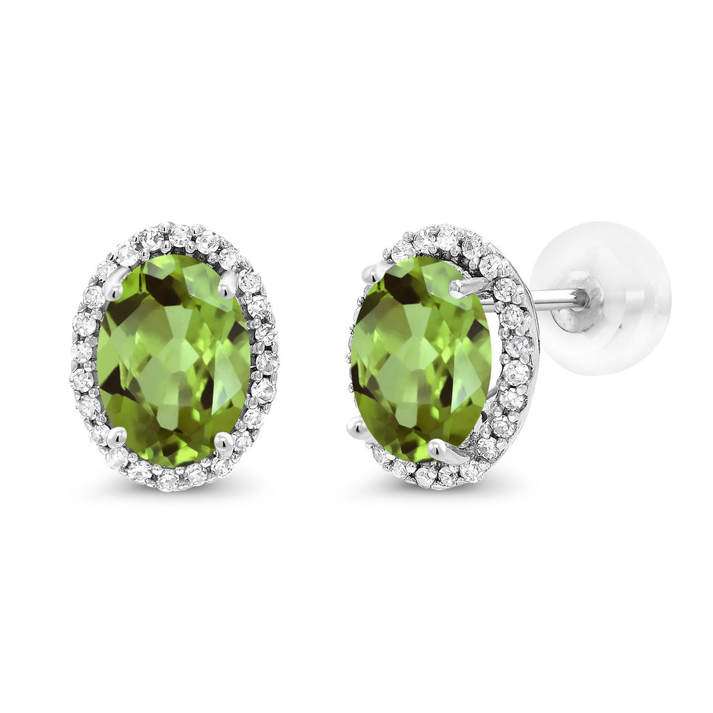 Peridot - August_Earrings in 10K White Gold