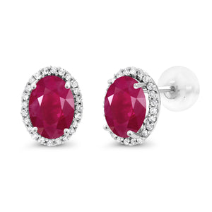 Ruby - July_Earrings in 10K White Gold