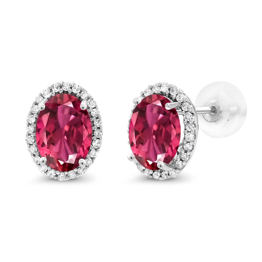 Pink Tourmaline - October_Earrings in 10K White Gold