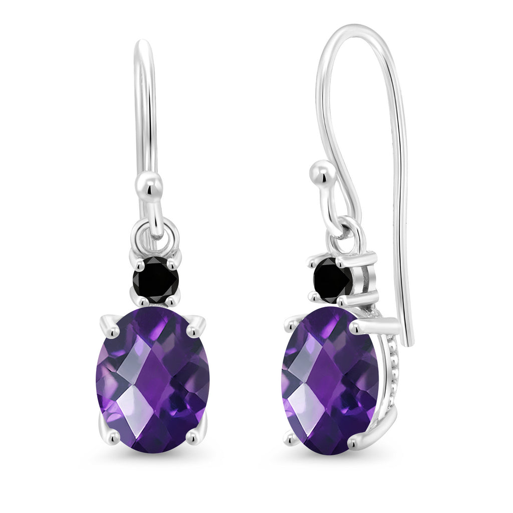 Amethyst-Checkerboard - February_Earrings in 10K White Gold