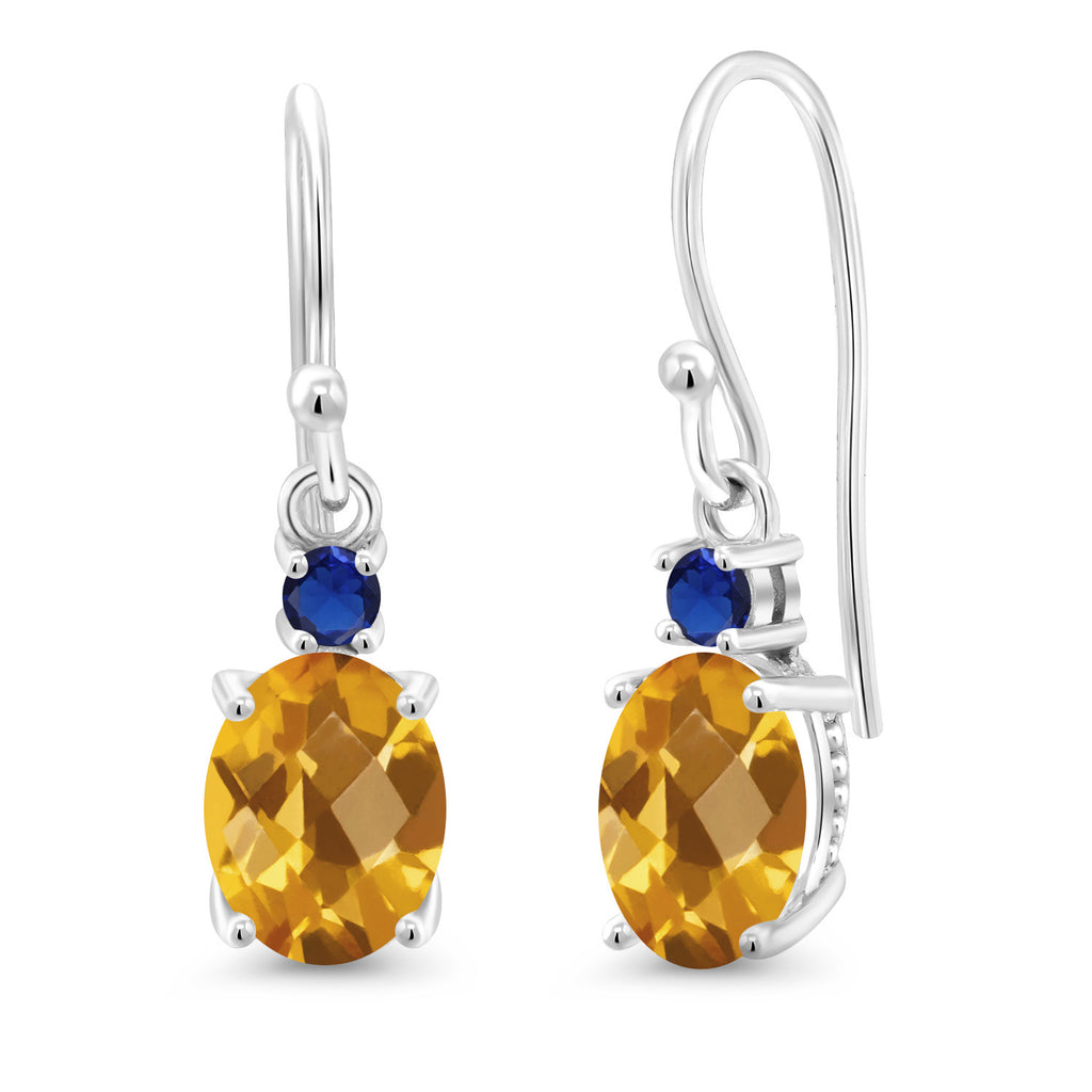 Citrine-Checkerboard - November_Earrings in 10K White Gold