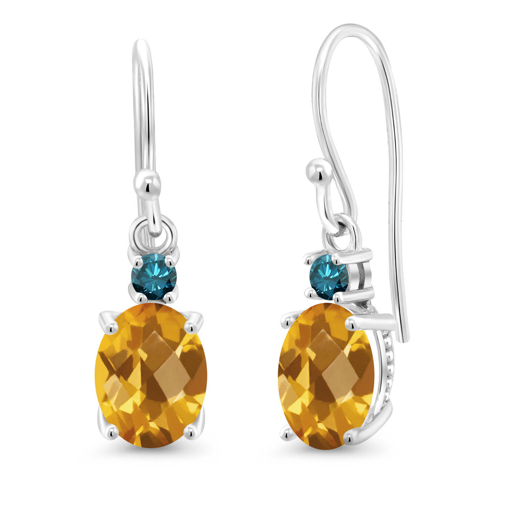 Citrine-Checkerboard - November_Earrings in 10K White Gold