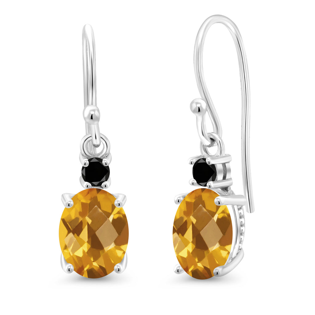 Citrine-Checkerboard - November_Earrings in 10K White Gold
