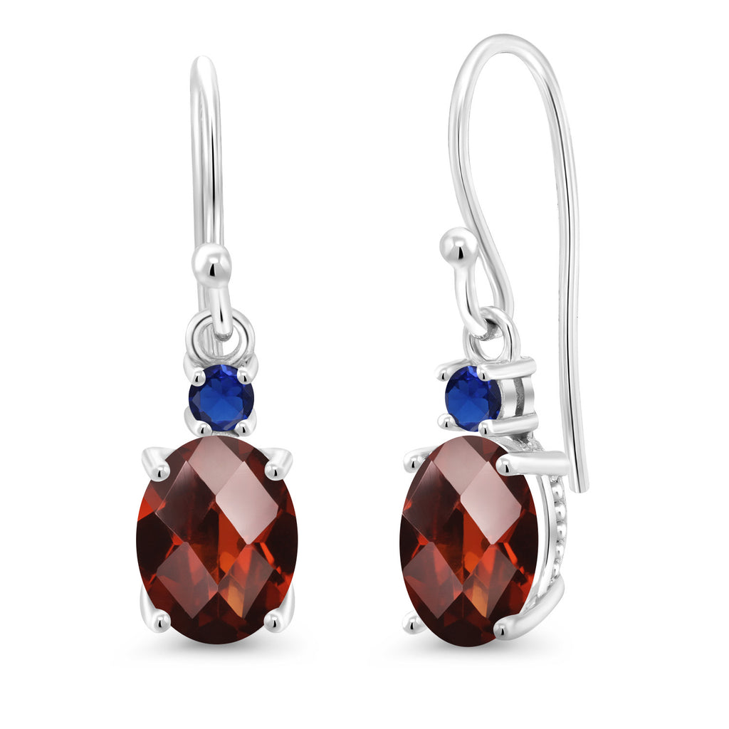 Garnet-Checkerboard - January_Earrings in 10K White Gold