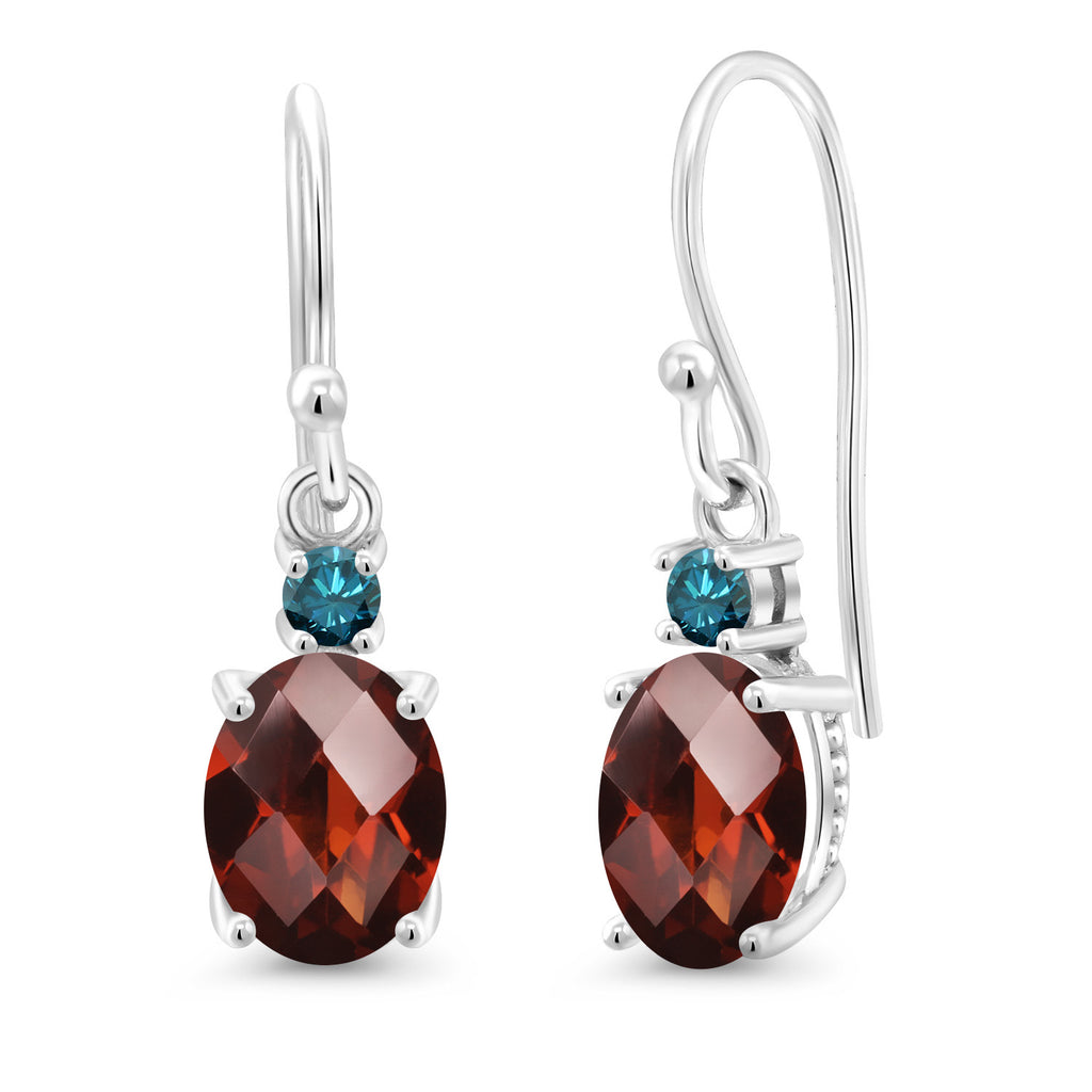 Garnet-Checkerboard - January_Earrings in 10K White Gold