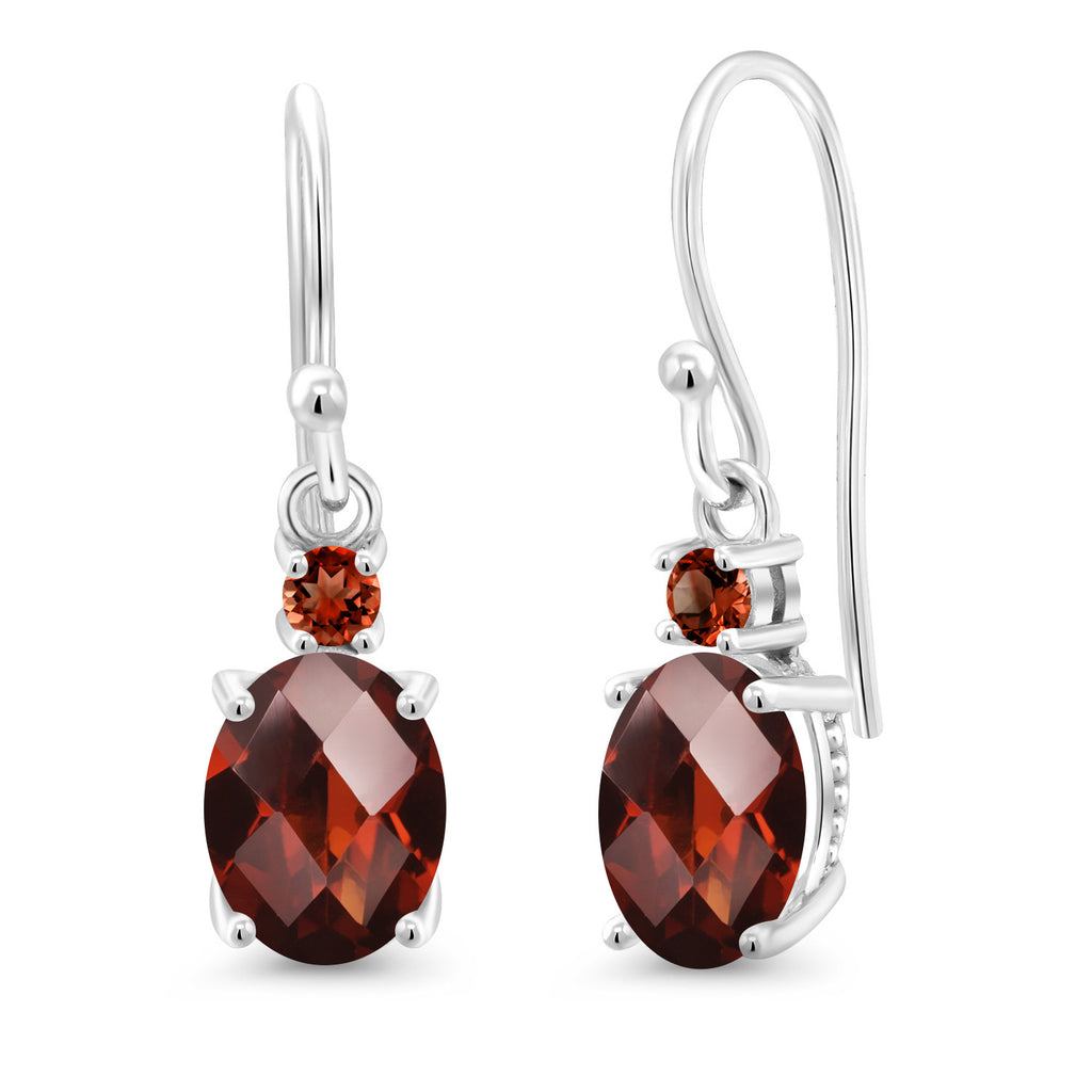 Garnet-Checkerboard - January_Earrings in 10K White Gold