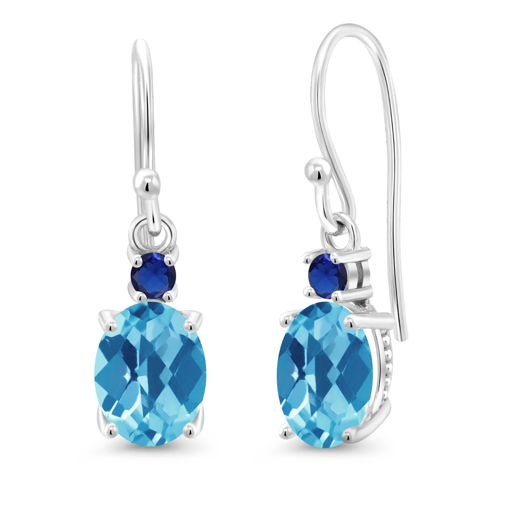 Swiss Blue Topaz-Checkerboard - November_Earrings in 10K White Gold