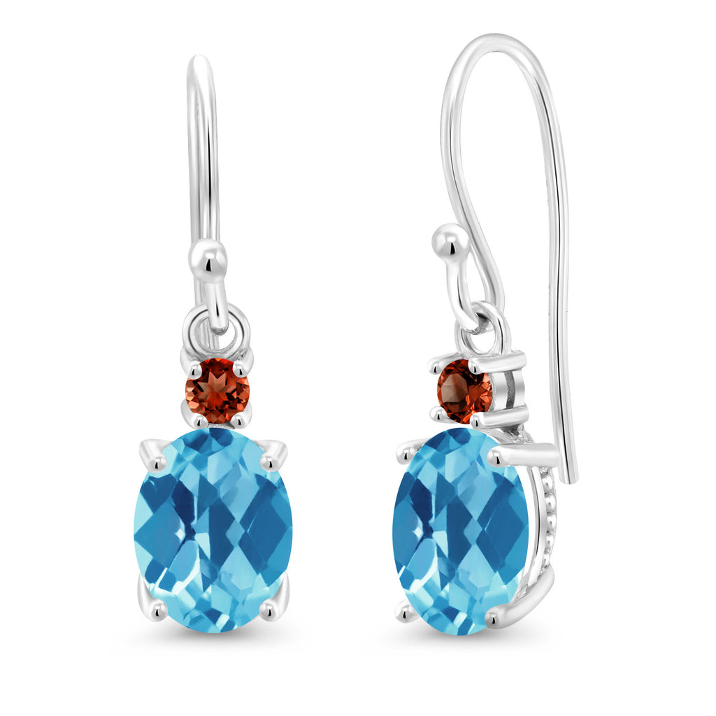 Swiss Blue Topaz-Checkerboard - November_Earrings in 10K White Gold