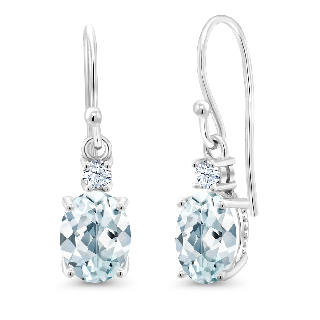 Aquamarine - March_Earrings in 10K White Gold
