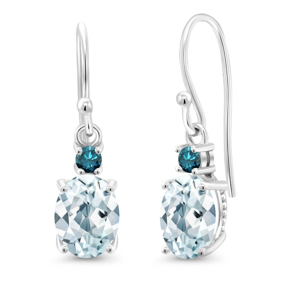 Aquamarine - March_Earrings in 10K White Gold