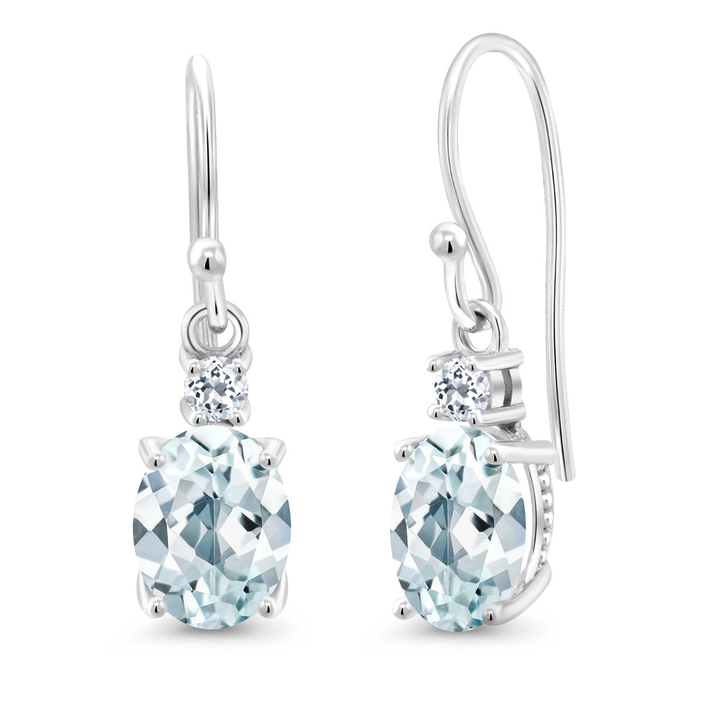 Aquamarine - March_Earrings in 10K White Gold