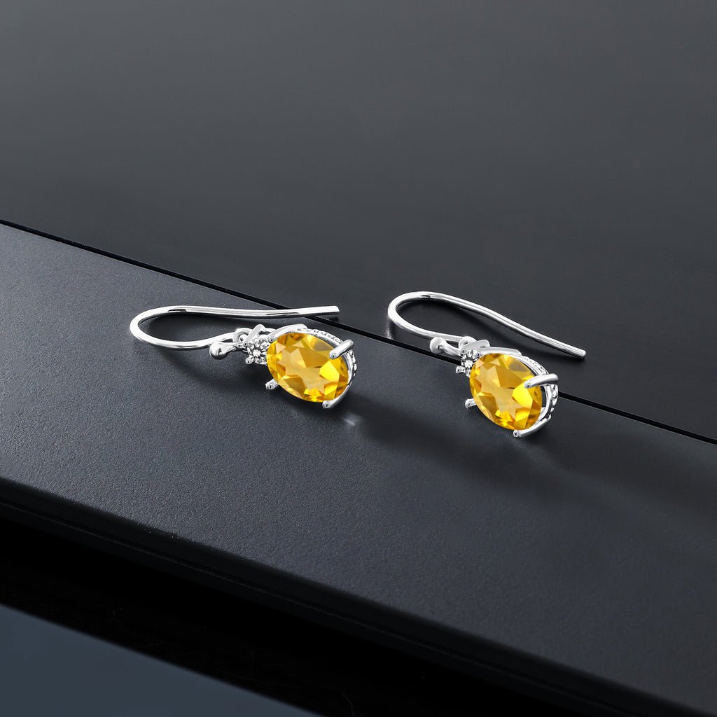 Yellow and White_Earrings in 10K White Gold