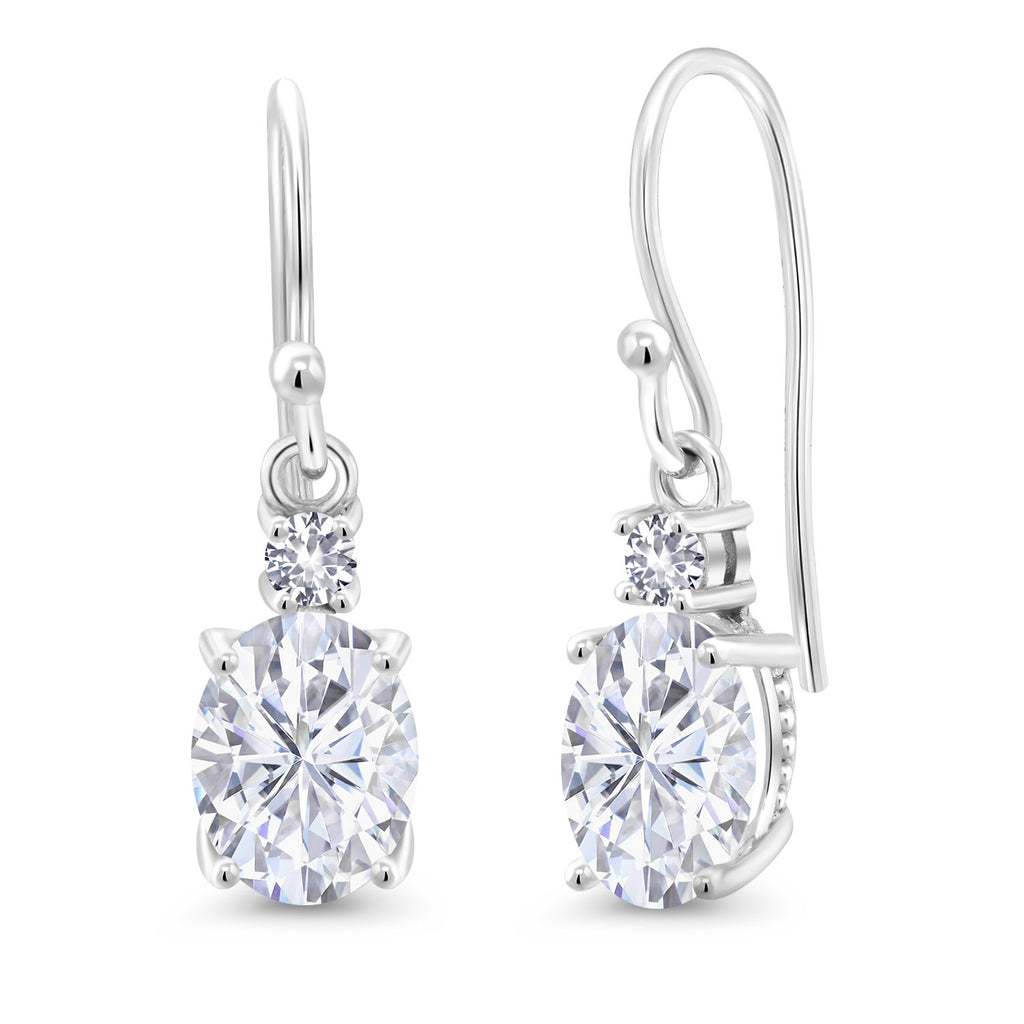 White Moissanite - April_Earrings in 10K White Gold