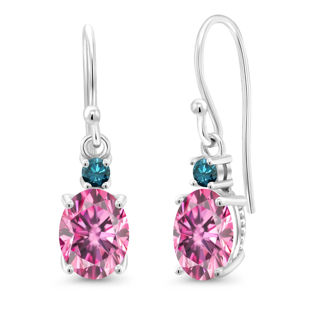 Pink Moissanite - April_Earrings in 10K White Gold