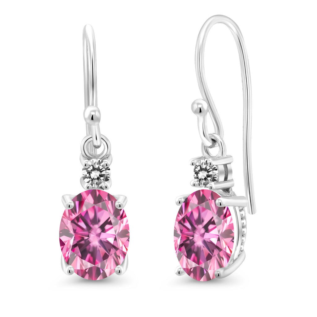 Pink Moissanite - April_Earrings in 10K White Gold