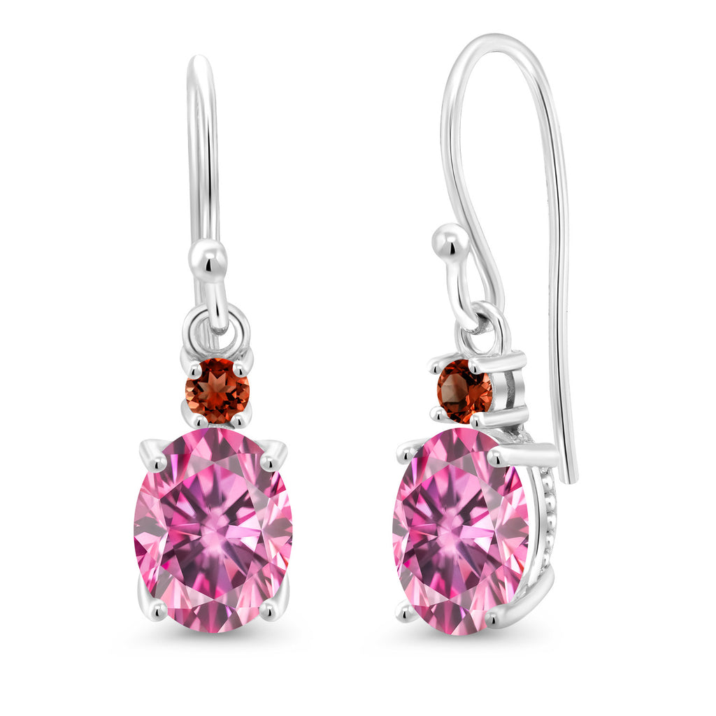 Pink Moissanite - April_Earrings in 10K White Gold