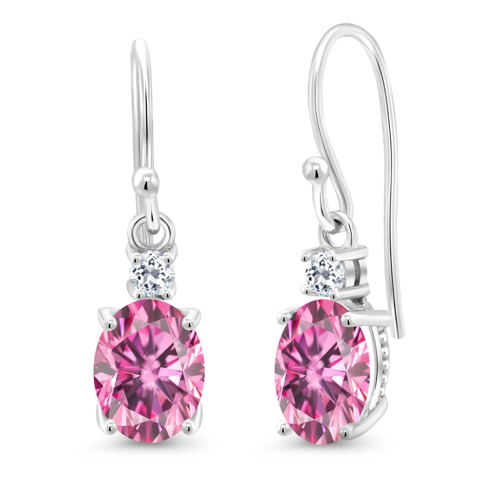 Pink Moissanite - April_Earrings in 10K White Gold