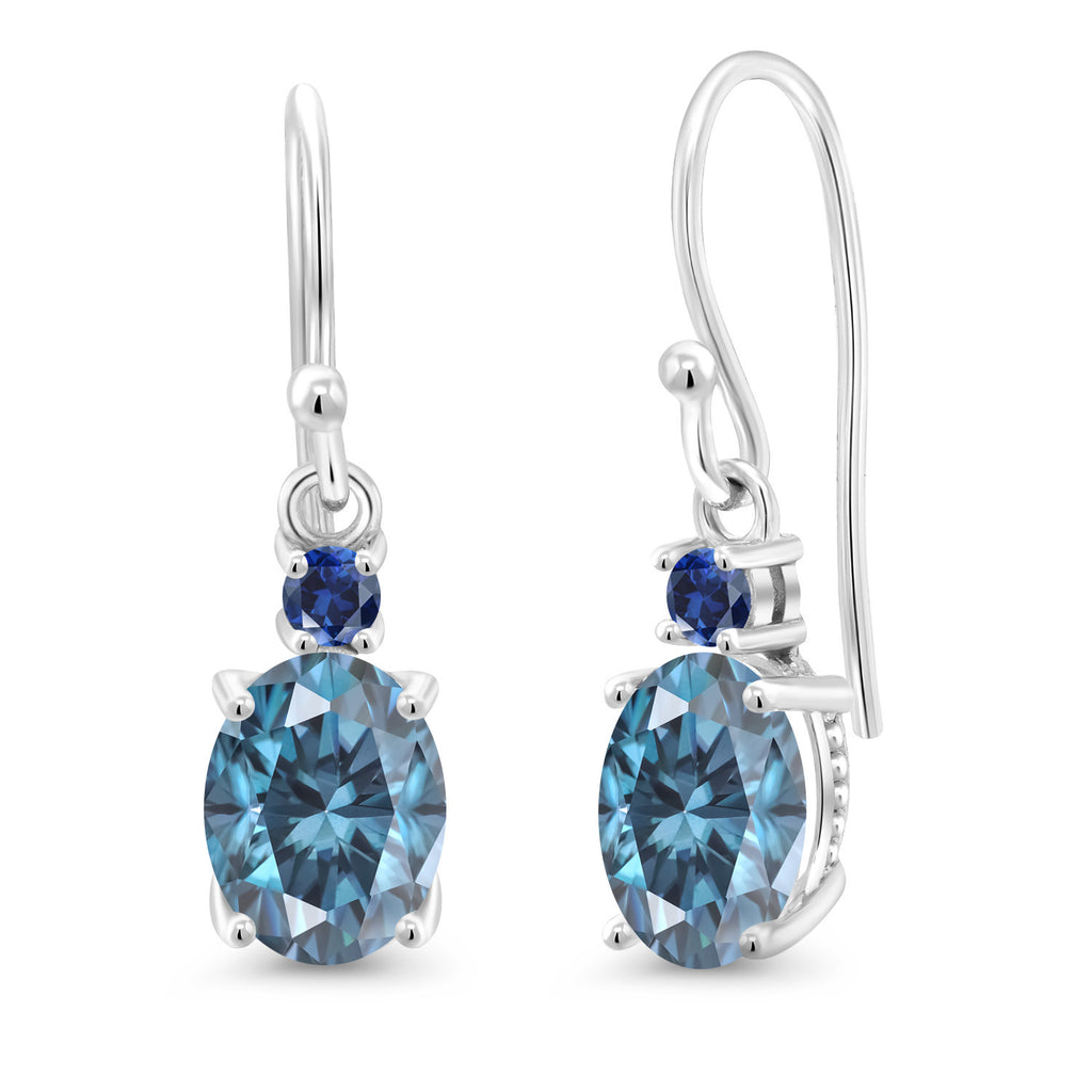 Persian Blue Moissanite - April_Earrings in 10K White Gold