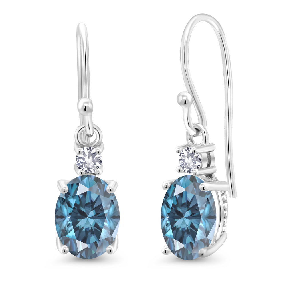 Persian Blue Moissanite - April_Earrings in 10K White Gold