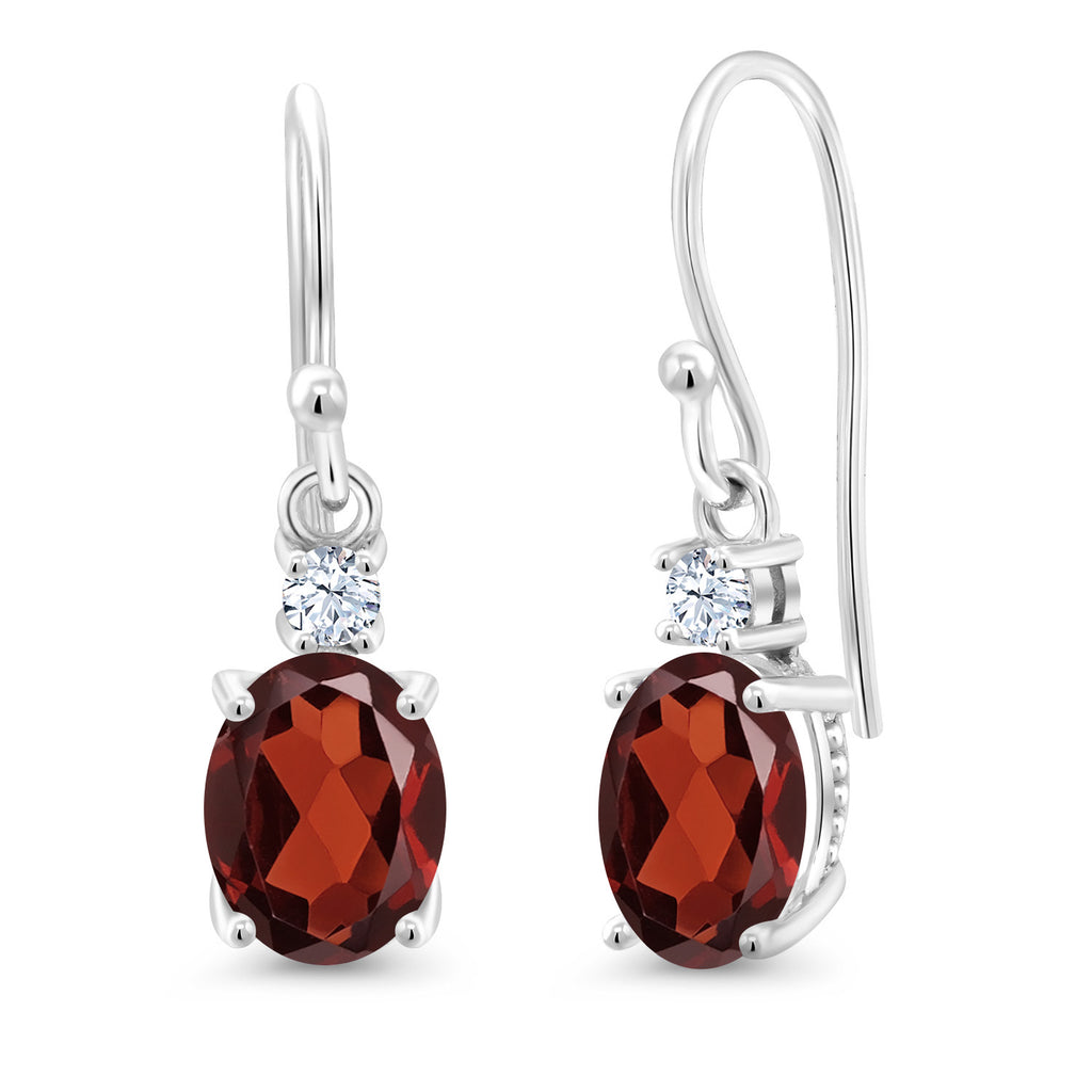 Garnet - January_Earrings in 10K White Gold
