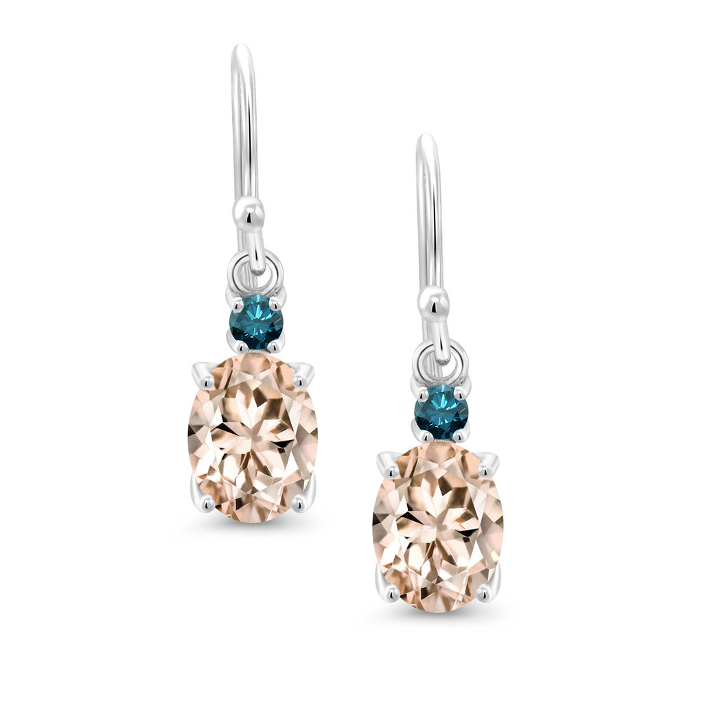 Peach and Blue_Earrings in 10K White Gold